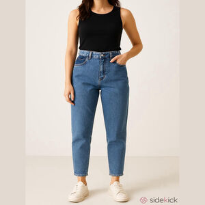 NWT Missguided Riot Mom Jeans Tall Shadow Pocket High Waist Size 10 Blue